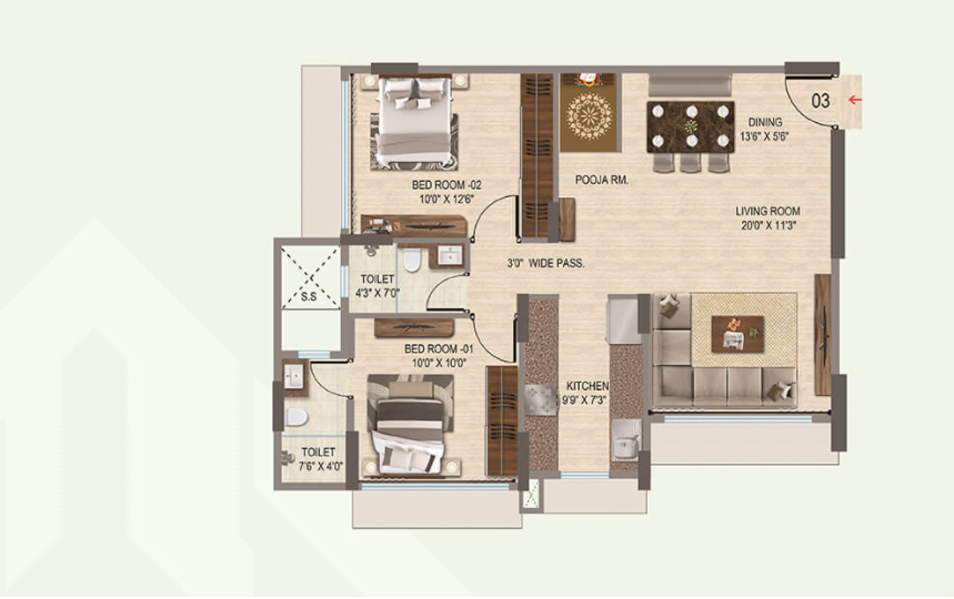 VKG Manhattan Vile Parle East 2BHK Floor Plan