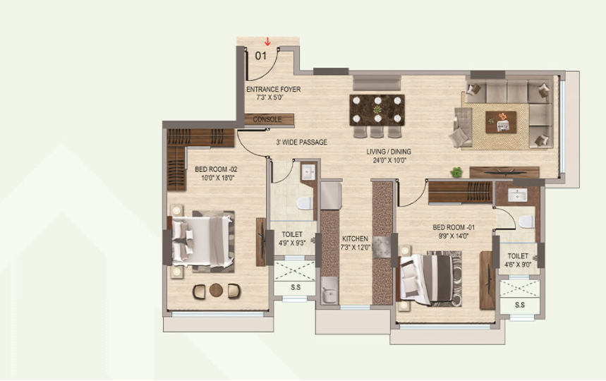 VKG Manhattan Vile Parle East 2BHK Plan